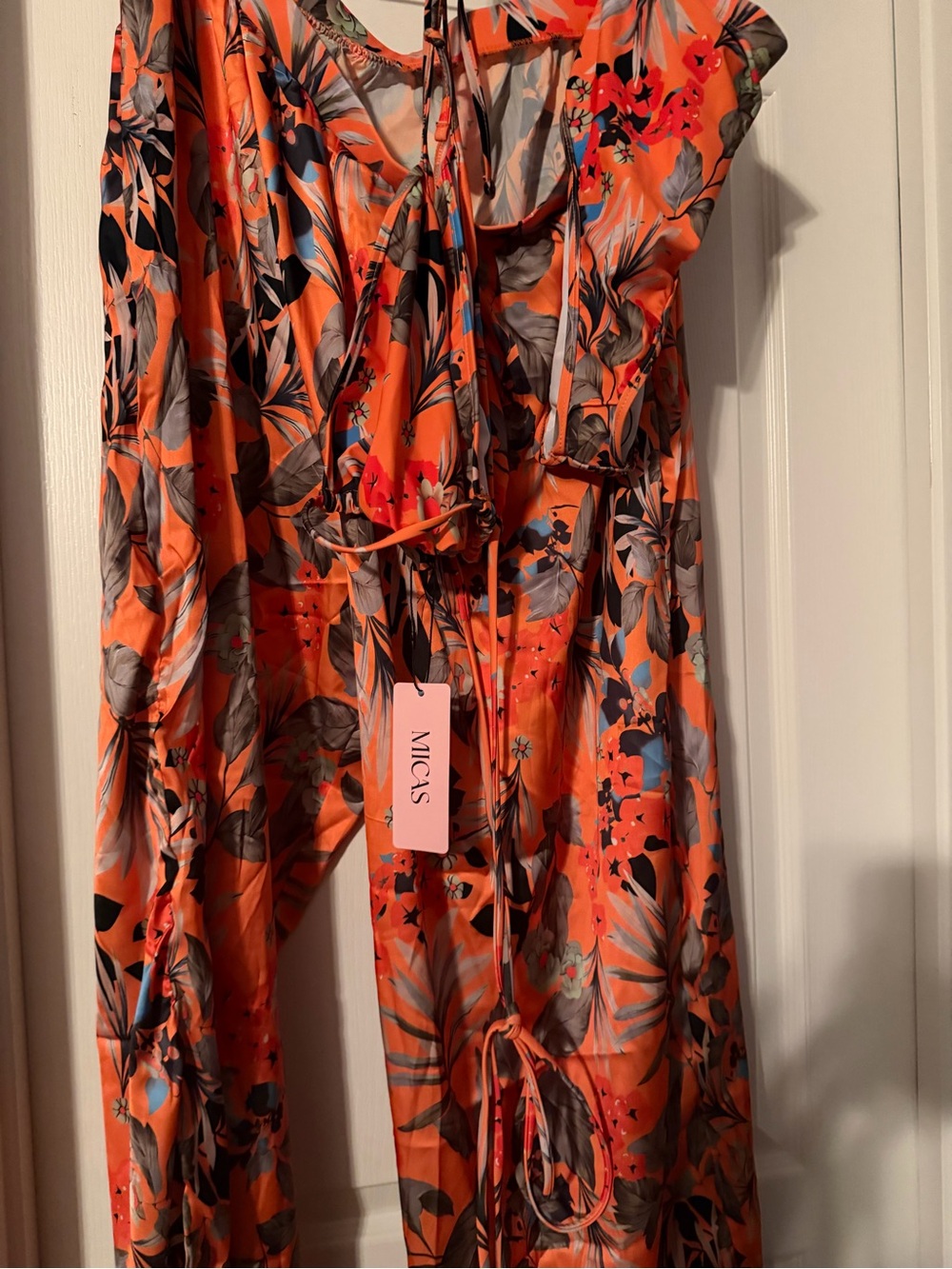 MICAS Orange Floral Women’s Bikini with Cover-Up